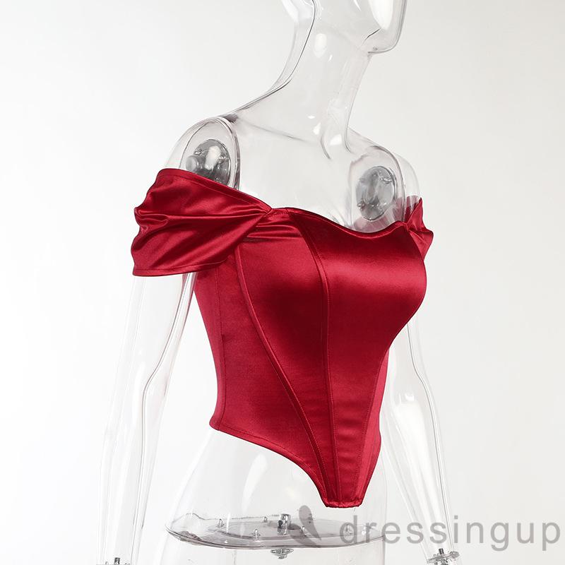 DRE-Women´s Summer Tops, Off Shoulder Slim Fit Solid Color Tube Top for Ladies