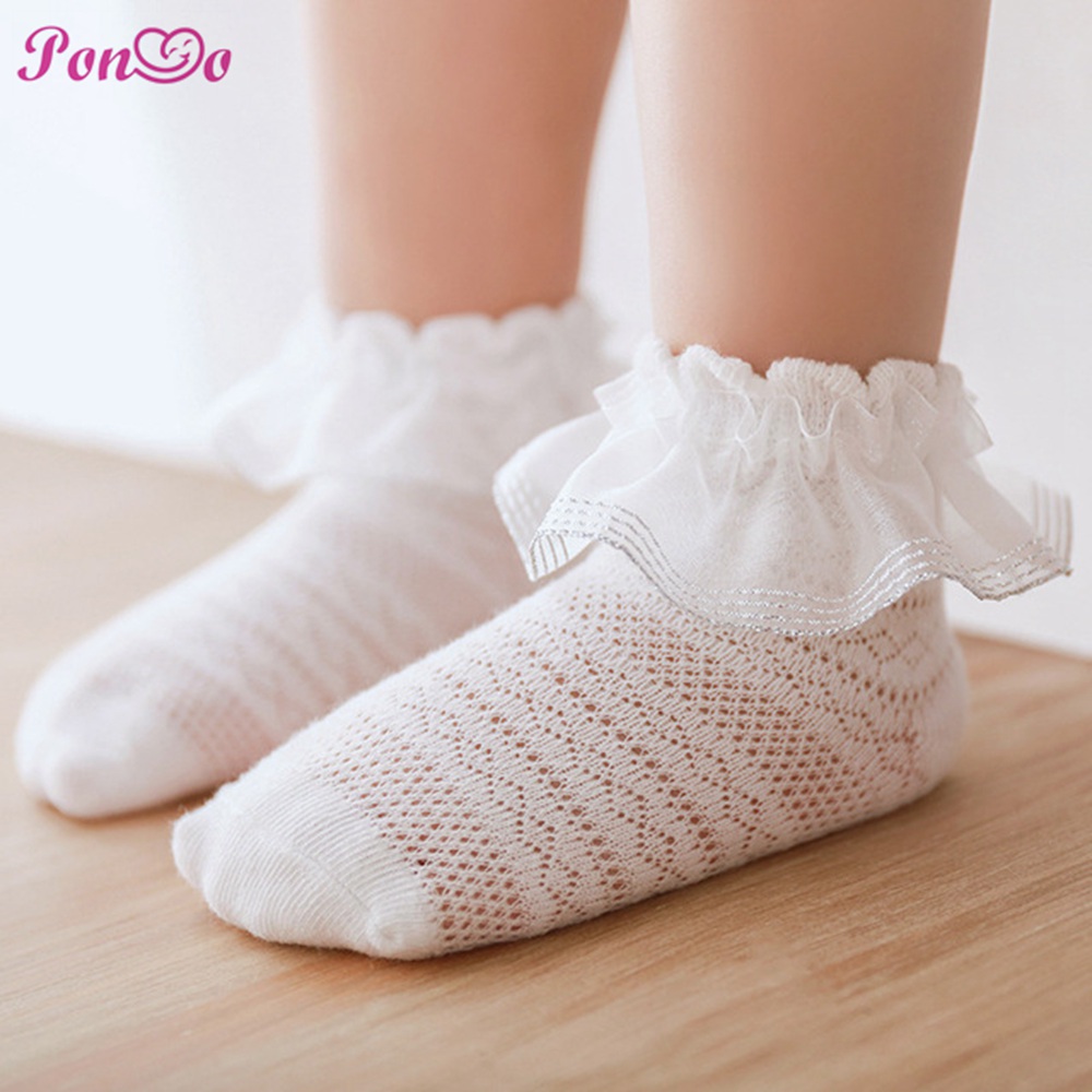 Vớ Cotton Phối Ren Thông Thoáng Cho Bé Gái