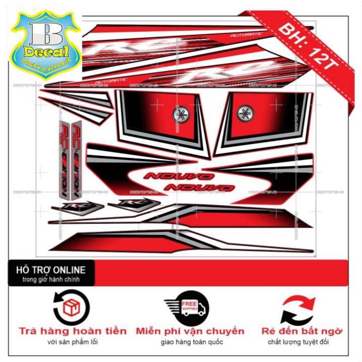 ( Quí khách vui lòng mang ra tiệm cho thợ dán ) Tem NOUVO 2 RC ĐỎ ĐEN [Bi Decal]