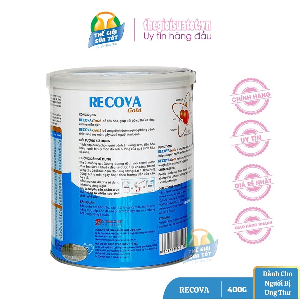 Sữa Recova Gold 400g - Bổ sung dinh dưỡng cho người bệnh