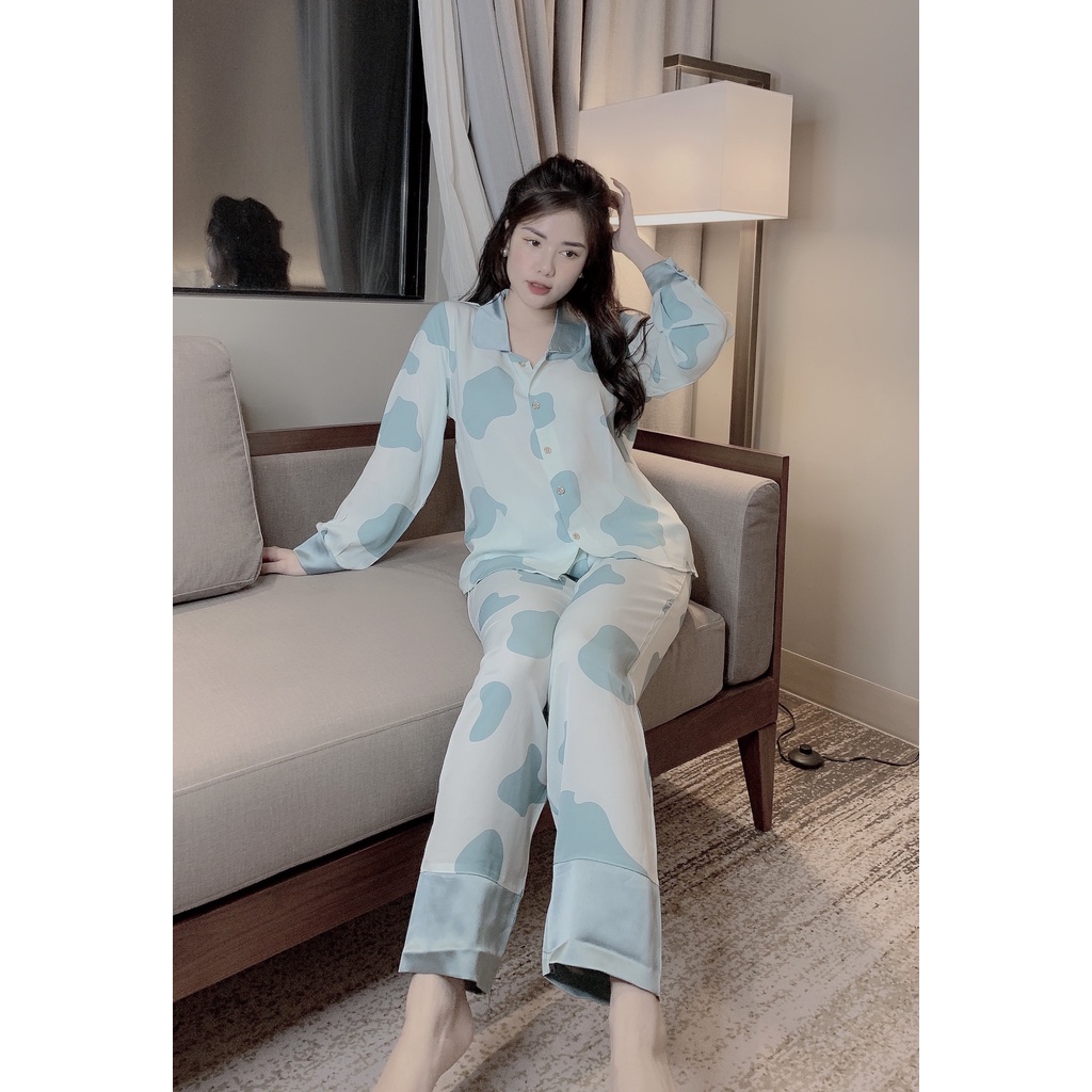 Đồ ngủ bò sữa pijama - Bộ ngủ nữ vải lụa mango hàng thiết kế cao cấp siêu hót chất mát không nhăn bộ ngủ mặc ở nhà | BigBuy360 - bigbuy360.vn