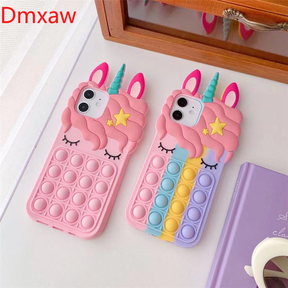 Ốp điện thoại silicon bong bóng kỳ lân 3D cho iPhone 12 Pro Max Mini 11 ProMax X XR XS Max 6 7 8 6s Plus SE 2020