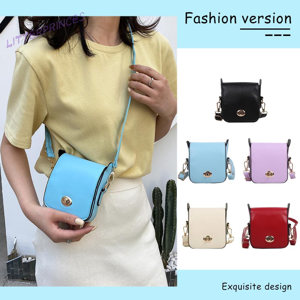 Litterprinces Retro Women Pure Color Shoulder Crossbody Bag Ladies PU Leather Small Purse