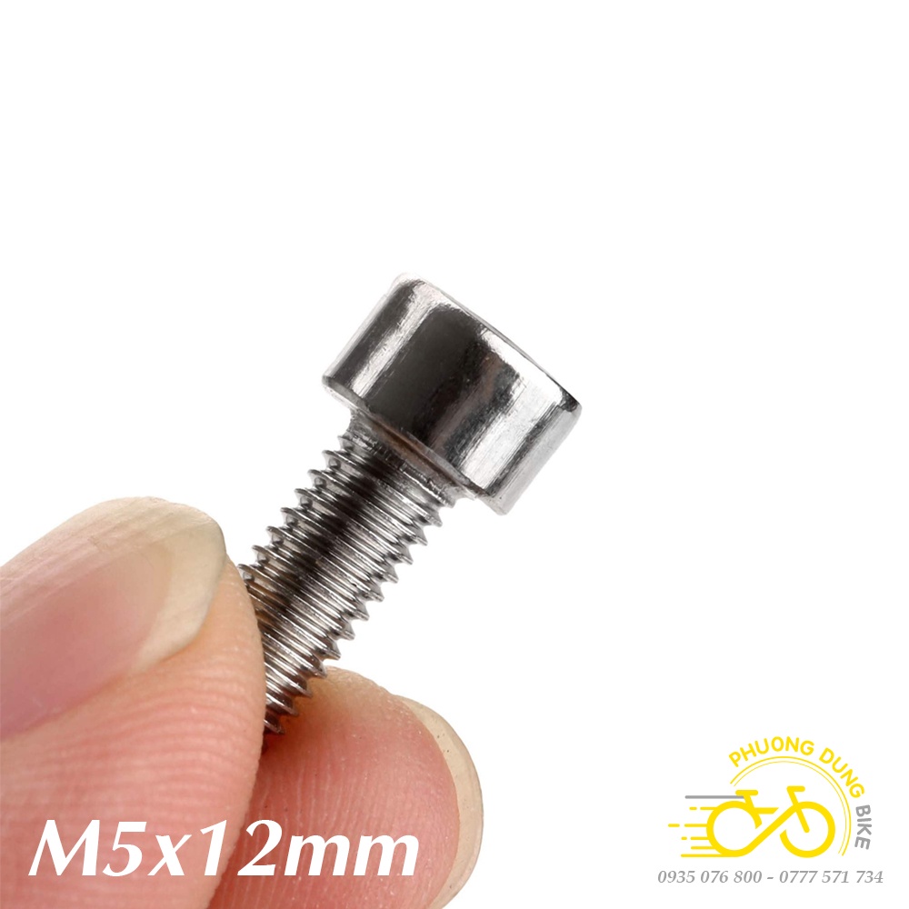 2 Ốc vít thép M5x12mm gắn cho gọng bình nước xe đạp