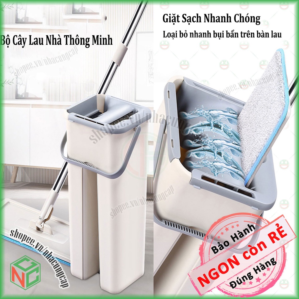 [KhoNCC] Bộ Cây Lau Nhà Thông Minh Kèm Thùng Vắt 2 Ngăn - Ngôi Nhà Sạch Sẽ Hơn - NLVQ-2975-BCLN (Ngẫu nhiên màu)