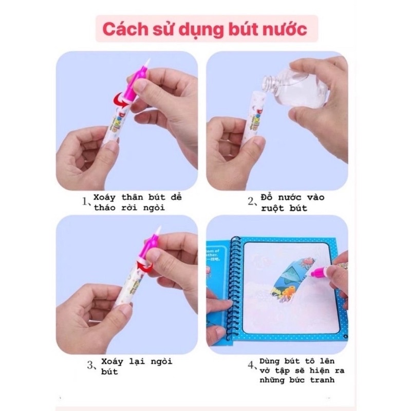 Set 5 quyển sách Tranh Tô Màu Nước Ma Thuật Không Giới Hạn Bút Tô Màu Không Bao Giờ Hết Mực,Đồ Chơi Giáo Dục Cho Bé