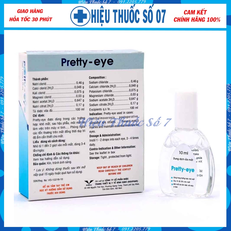 Dung dịch rửa mắt nhỏ mắt dưỡng mắt Pretty Eye lọ 10ml
