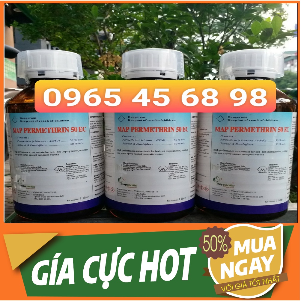 (Tặng 2 gói thuốc chuột dạng thóc)Thuốc Diệt Muỗi PERMETHRIN 50EC Nhập Khẩu 100% ANH QUỐC 1000ml