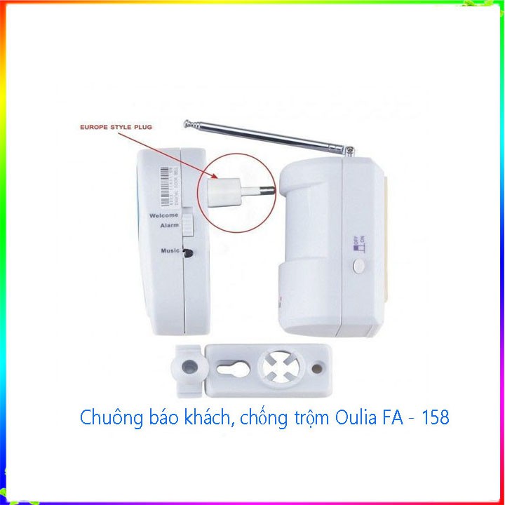 Chuông báo khách, chống trộm không dây Oulia FA-158 - HTA Công Nghệ