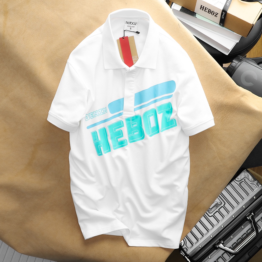 Áo thun nam có cổ, polo logo GREEN HEBOZ chất vải cotton 4 chiều in hình cao cấp - WHITE - 00001206