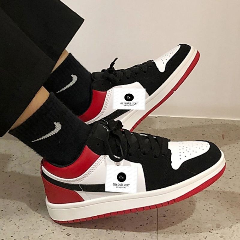 [ xả kho ] ''freeship'' Giày Jordan 1 Low Black Toe, giày jd đỏ đen thấp cổ