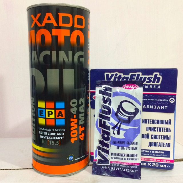 Combo Nhớt XADO MOTO RACING OIL 10W-40 + XADO EX120 + XADO VITAFLUSH