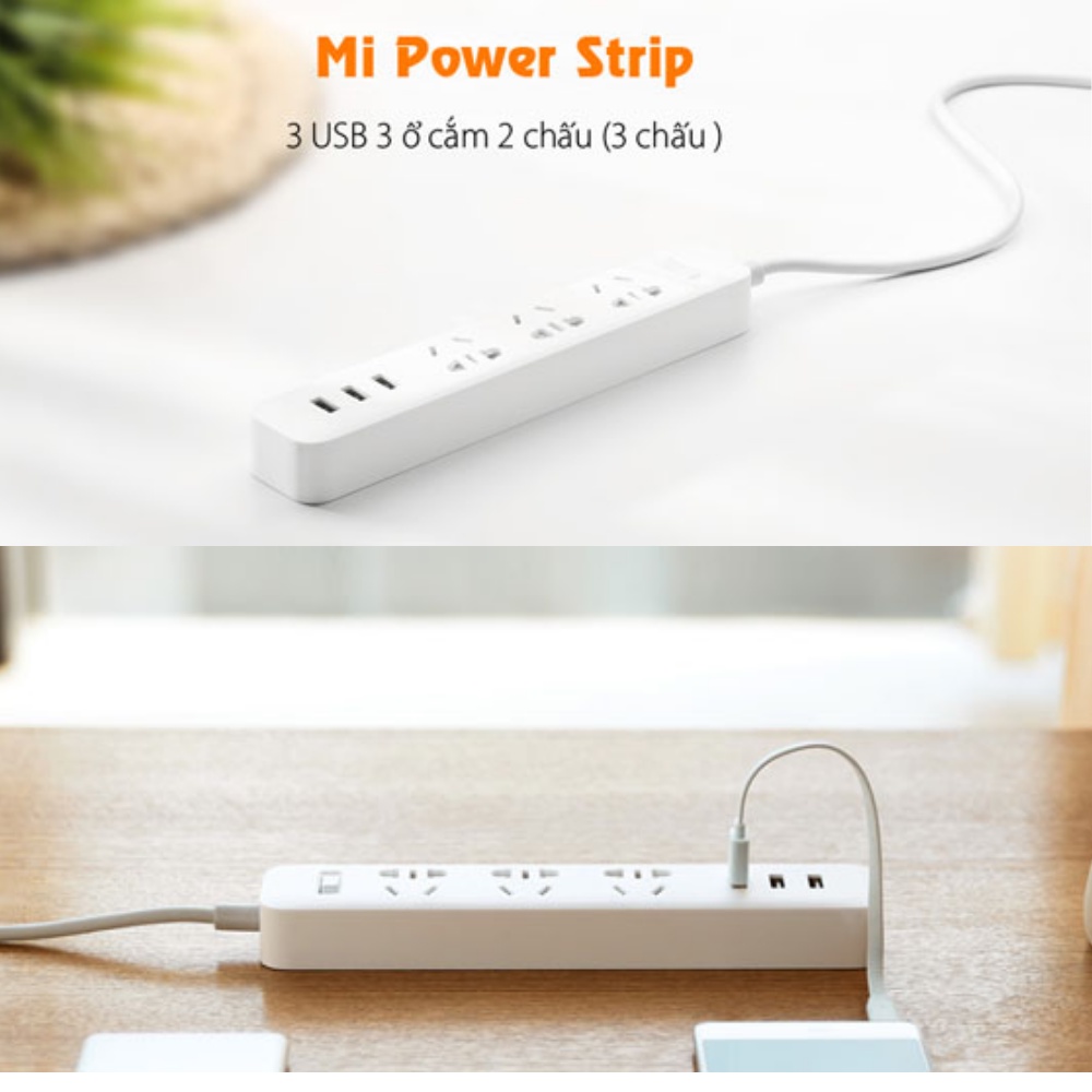 Ổ Căm Điện Đa Năng Xiaomi POWER STRIP 3 USB - Thiết Kế Chắn Chắn và Tinh tế , Tiện Lợi khi sử dụng - bảo hành 24 tháng