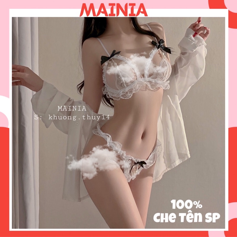 Set Bộ Đồ Lót Ren Xuyên Thấu Sexy Gợi Cảm Chíp Lọt Khe Hở Đáy Quyến Rũ Mainia Shop
