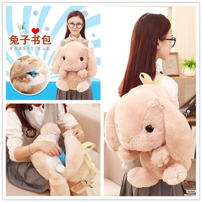 Ba Lô Bông Mềm Mại Hình Thỏ Hoạt Hình Dễ Thương Cho Bé Gái