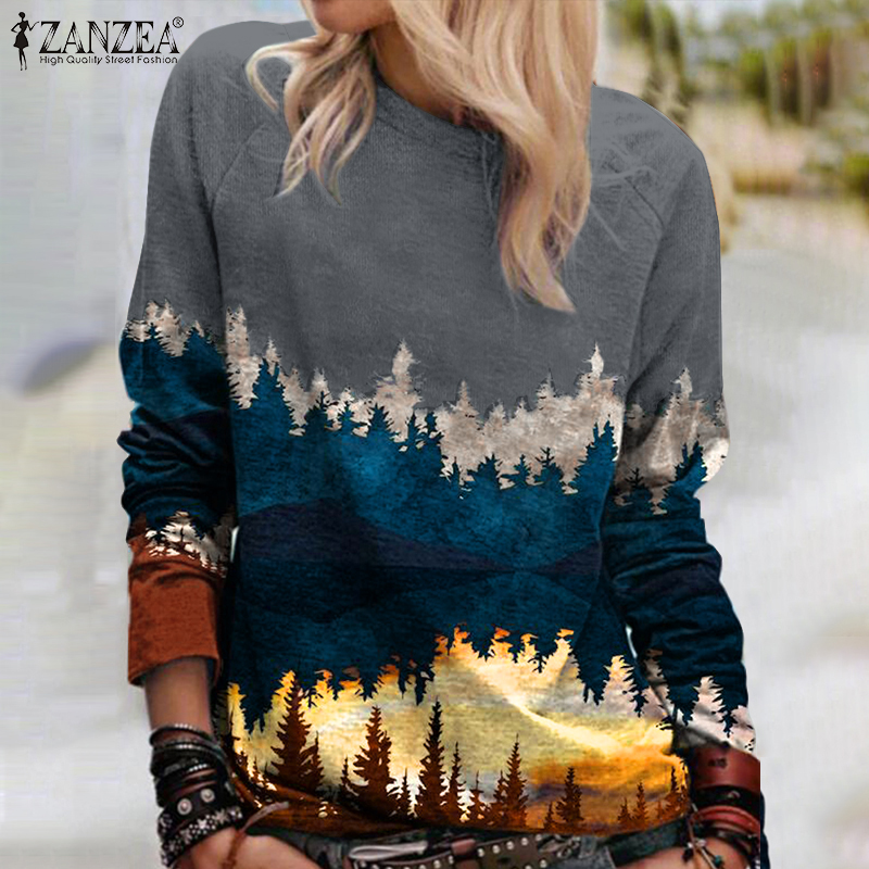 Áo Nữ ZANZEA Dài Tay Cổ Tròn Thời Trang Hàn