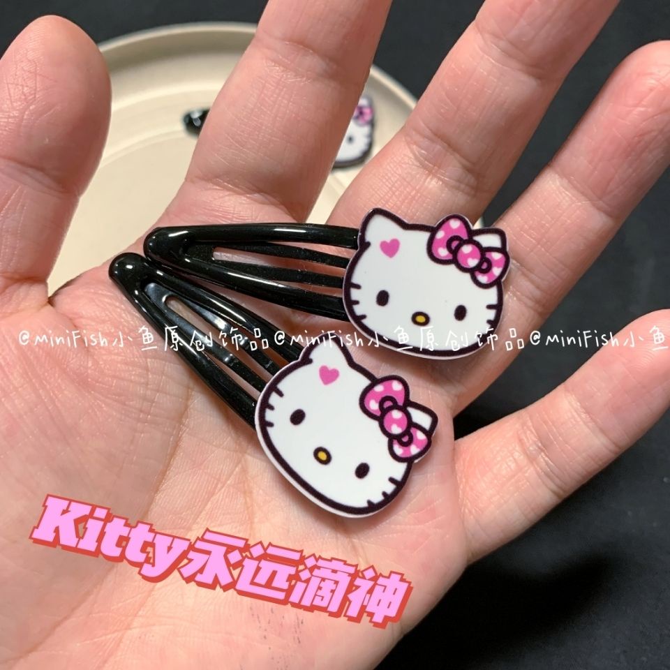 Kẹp tóc màu đen hình hello kitty phong cách cổ điển