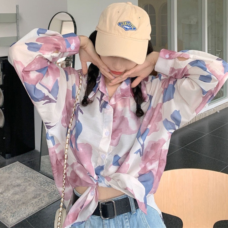 Áo Sơ Mi Hoa Cổ Điển Phiên Bản Hàn Quốc 198524 Áo Sơ Mi Dáng Rộng Kiểu Hồng Kông Dễ Phối Đồ