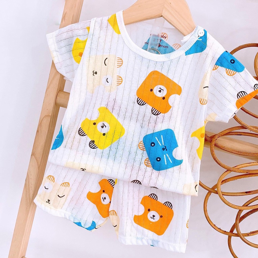 Bộ Cộc Tay COTTON GIẤY QUẢNG CHÂU Cao Cấp Cho Bé - Quần Áo Cho Bé Trai Bé Gái Sơ Sinh 4-14KG