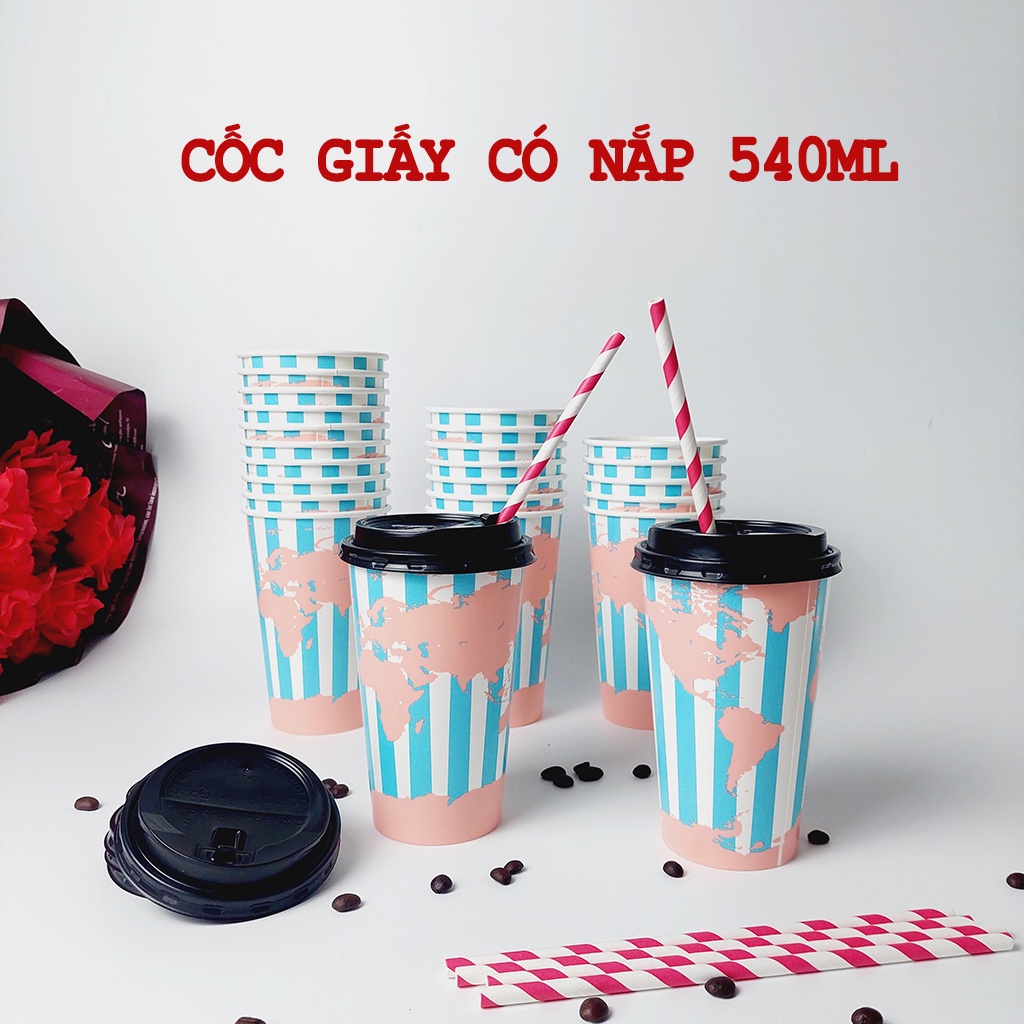 50 chiếc cốc giấy nắp đen 540ml - 18oz Global