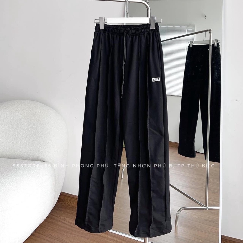 Quần Ống Rộng Sadboiz Hình Thêu Unisex, Quầnn Simple Dành Cho Nam Nữ Cạp Chun Vải Co Giãn Dày Dặn Mặc 4 Mùa