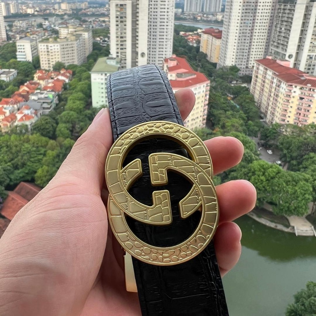 Thắt lưng nam - Dây nịt nam vân da cá sấu mặt khóa tự động, kim loại nguyên khối trẻ trung lịch lãm TL11