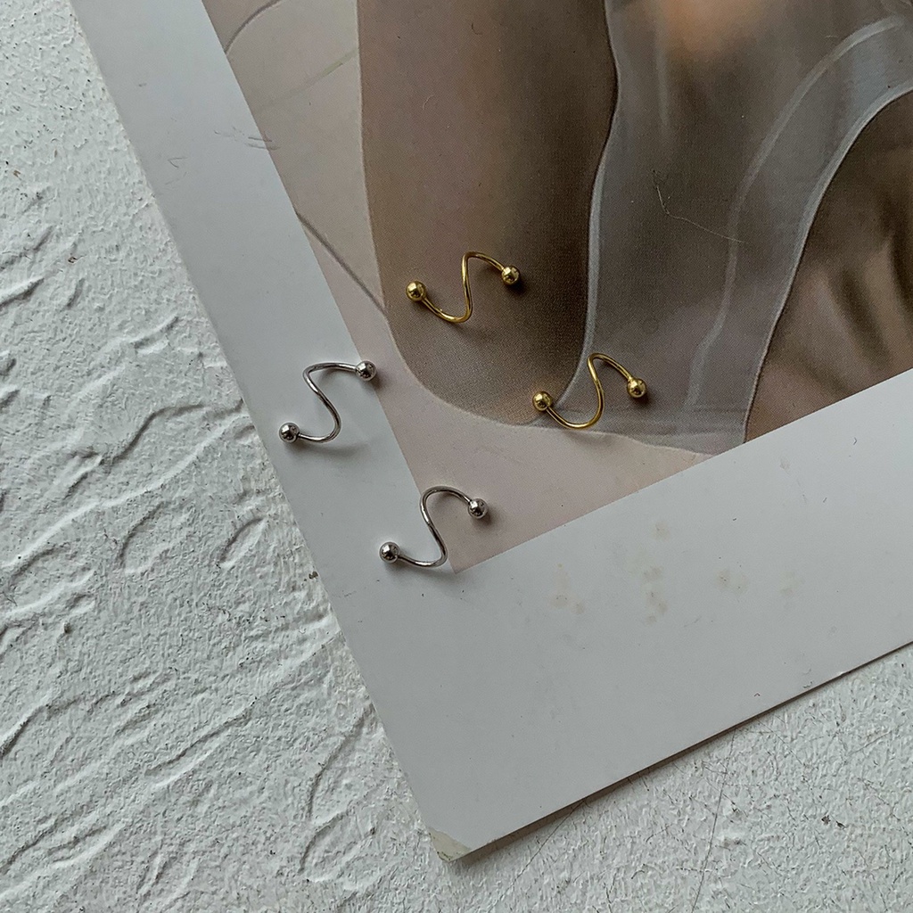 Khuyên tai bạc 925 minidot xoắn lò xo cá tính độc đáo Dế Bạc - K5982