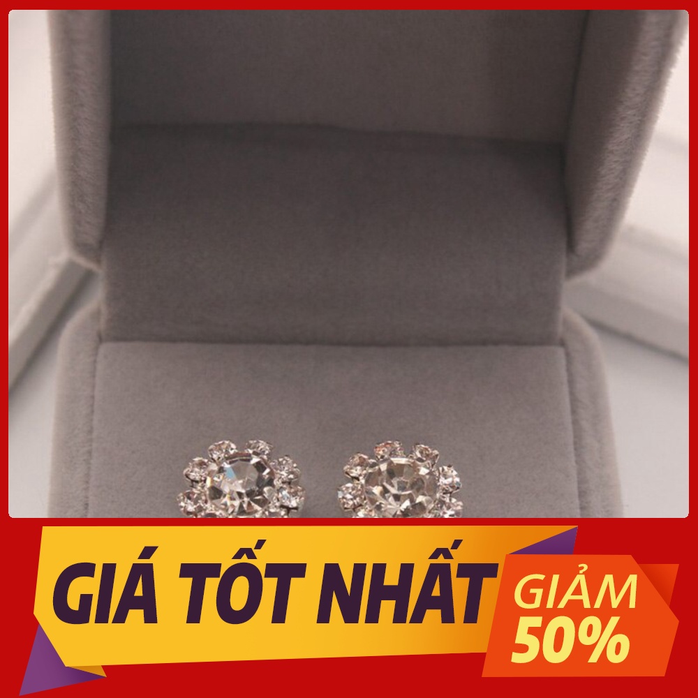 Khuyên tai hoa hướng dương đính đá Zircon phong cách Hàn Quốc