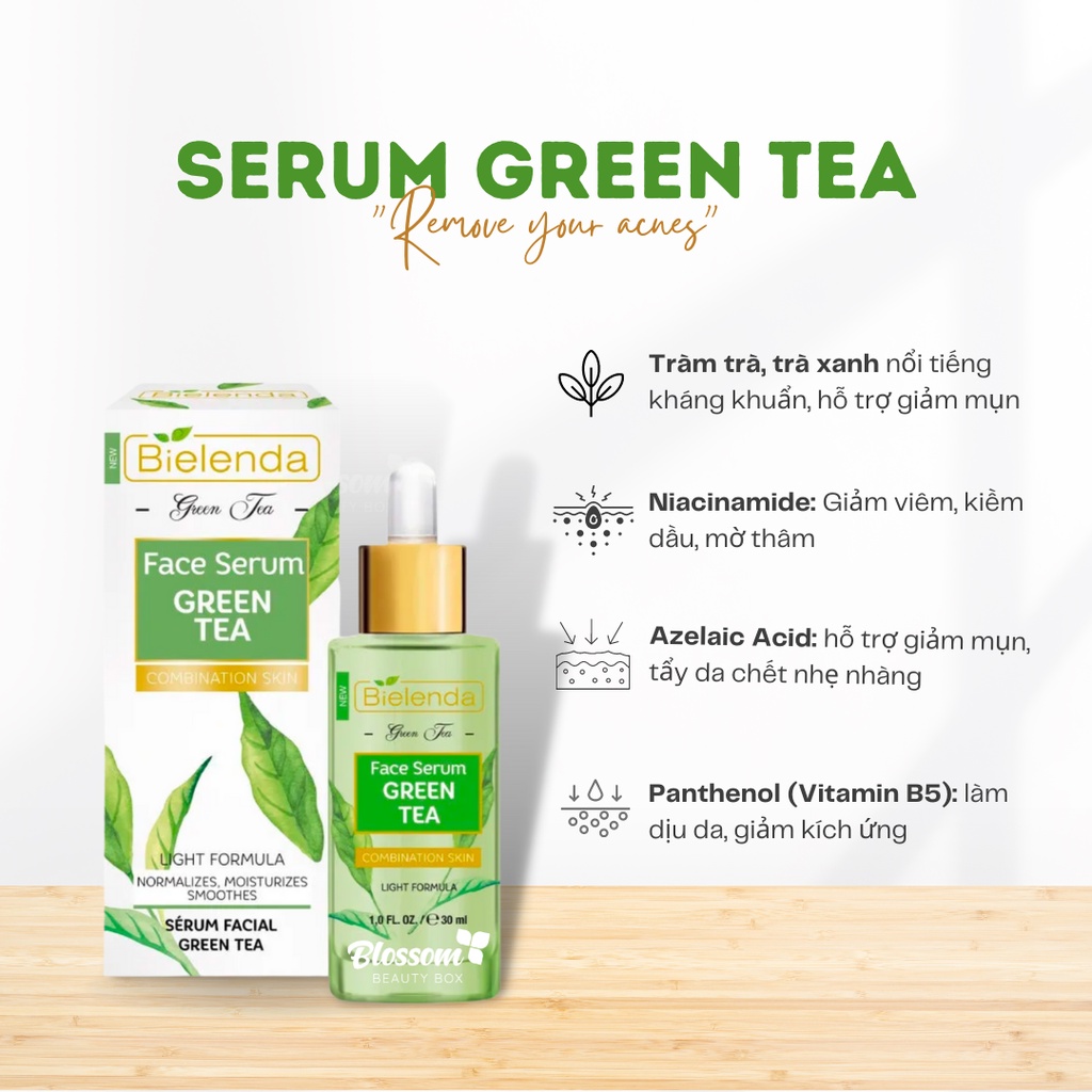 Serum trà xanh tràm trà Bielenda green tea cho da dầu mụn 30ML