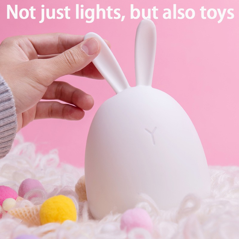 Đèn Led Ngủ Silicone Hình Thỏ Dễ Thương Thay Đổi Màu