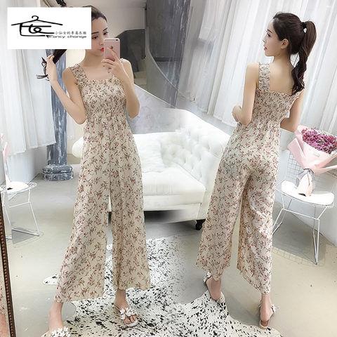 Bộ Áo Liền Quần Ống Rộng Chất Liệu Chiffon In Họa Tiết Hoa Phong Cách Cổ Điển Thời Trang Mùa Hè Cho Nữ 2022