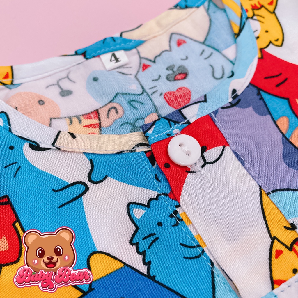 Bộ quần áo tole lanh dài tay bé trai chất mềm, mịn, mát size 8-50kg BabyBear