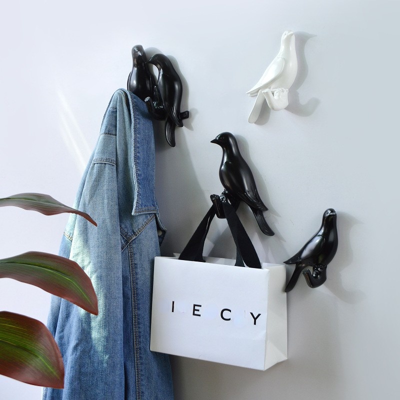 Móc gắn tường treo đồ thiết kế hình cành cây có những chú chim đậu trên xinh xắn