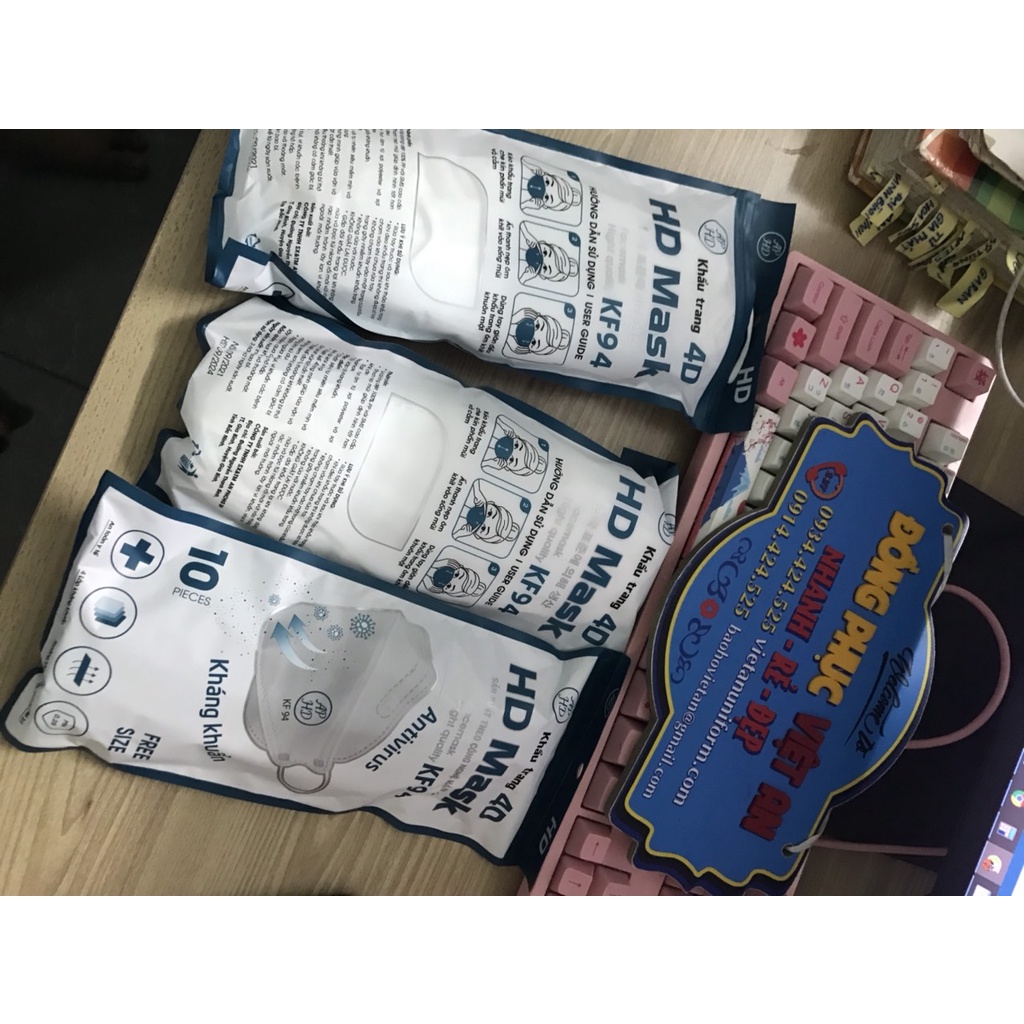 Combo 10 Set Khẩu trang 4 lớp kháng khuẩn KF94 An Tâm 4D Mask mẫu mới hàng xuất đẹp và thời trang. | BigBuy360 - bigbuy360.vn