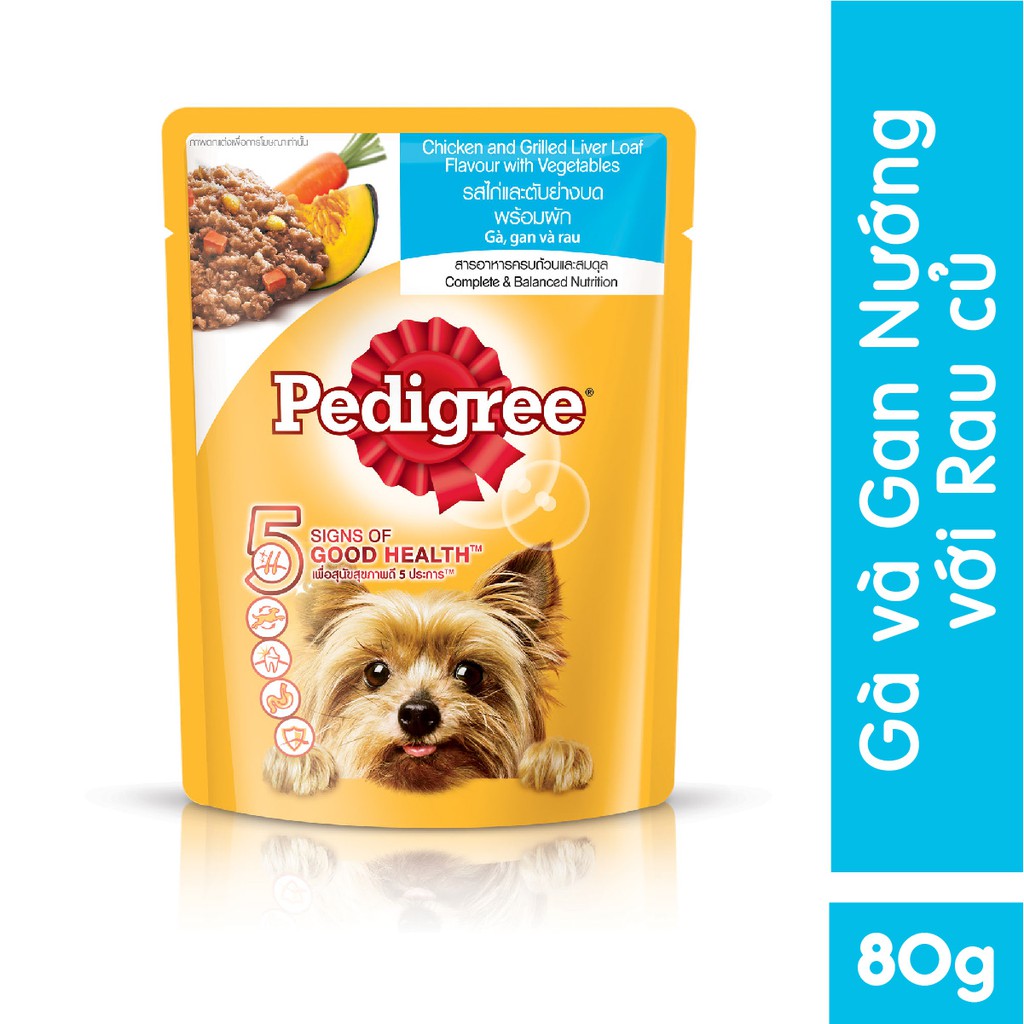 PEDIGREE® thức ăn cho chó lớn dạng sốt mix 2 vị 80g - Gà,gan nướng (6 gói) &amp; Bò nướng (6 gói)