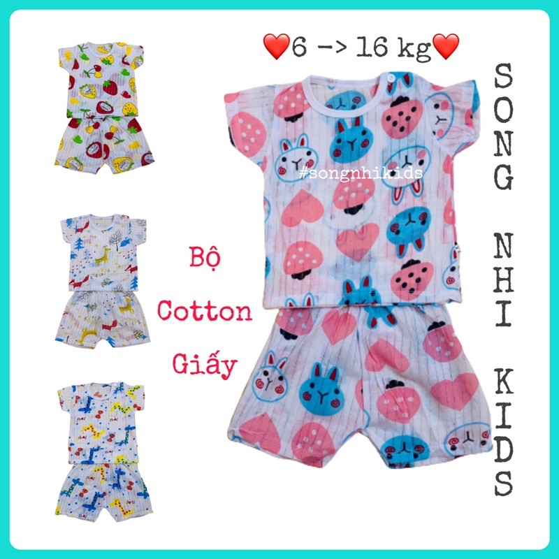 BỘ COTTON GIẤY CỘC TAY CHO BÉ 6-16KG