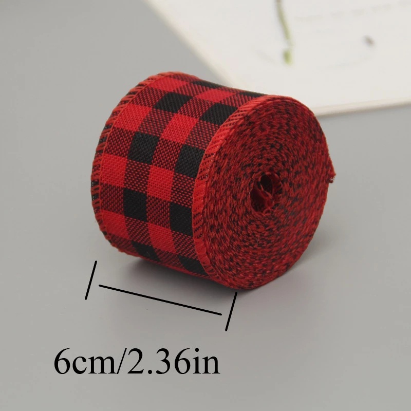 Cuộn Dây Ruy Băng Họa Tiết Caro 1 Cuộn Trang Trí Giáng Sinh DIY