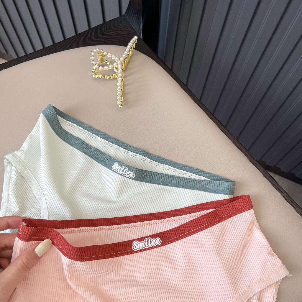 Quần Lót cotton Không Đường May Lưng Thấp Mềm Mại Thoải Mái Thoáng Khí Màu Sắc Tương Phản Đơn Giản Dành Cho Nữ Sinh