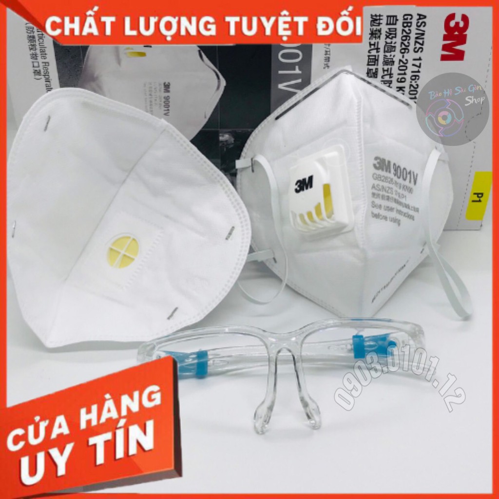 Khẩu trang 3m 9001v có van thở cao cấp, Kn90 chính hãng đạt chuẩn AS/NZS FFP1 (Set 10 Cái)