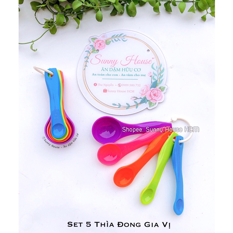 Set 5 Thìa Đong Gia Vị Màu Sắc Xinh Yêu