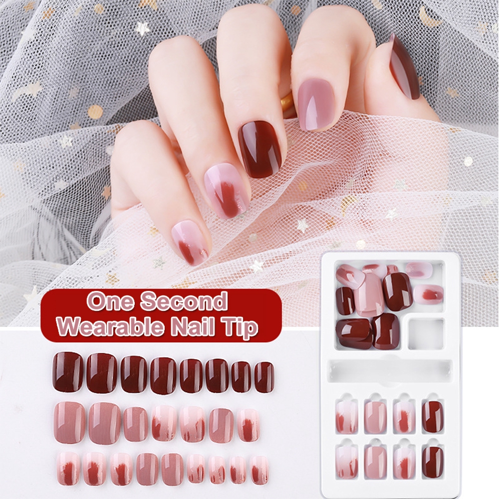 Set   Móng Tay Giả Màu Gradient Kèm Keo Dán