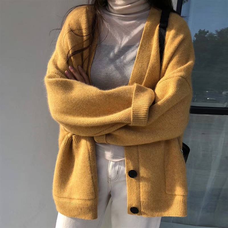 Áo khoác cardigan dệt kim màu sắc xinh xắn cho nữ