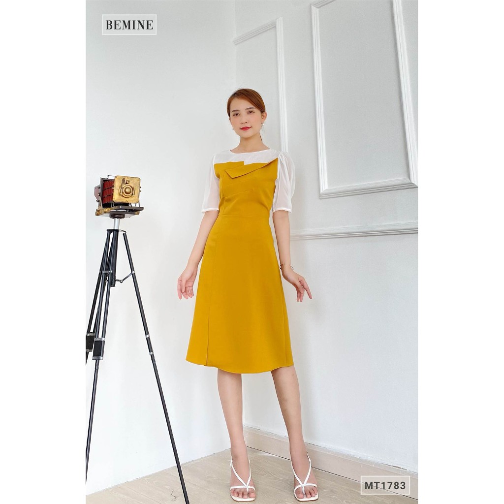 [Mã WABRWA15 giảm 15% đơn 300K] Đầm cúp ngực phối voan BEMINE MT1783VANG | BigBuy360 - bigbuy360.vn