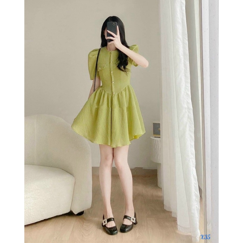 ĐẦM TƠ Ô VUÔNG KIỂU DÁNG TIỂU THƯ CỰC XINH UP thoi trang shop valentina