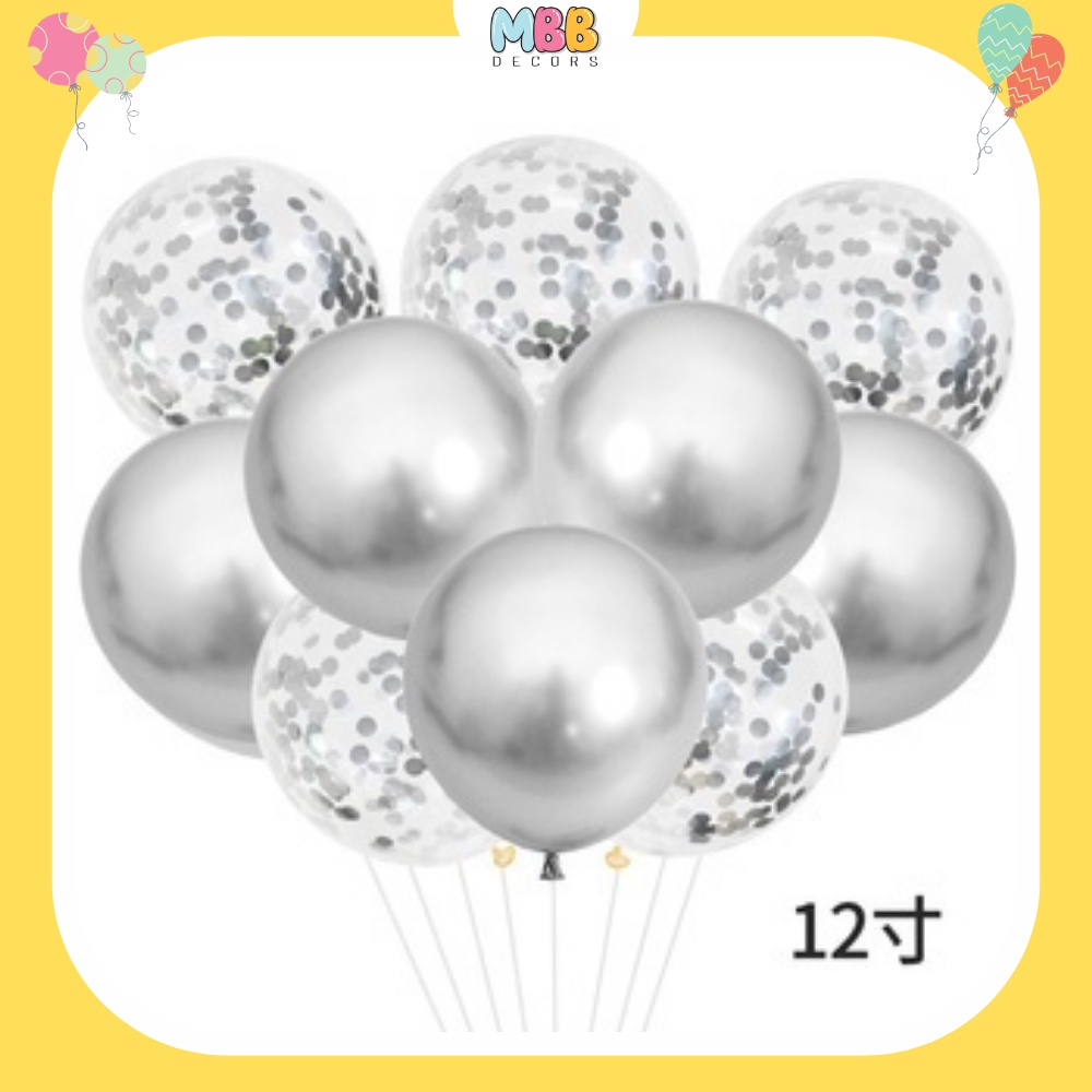 [TPHCM] Set 10 Bong Bóng Bay Siêu Nhũ Mix Bong Bóng Kim Tuyến Nhiều Màu, Trang Trí Sinh Nhật, Đám Cưới, Trung Thu