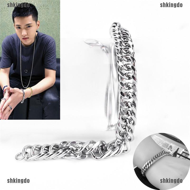 Vòng Tay Dạng Dây Xích Bằng Thép Không Gỉ Phong Cách Punk Dành Cho Nam