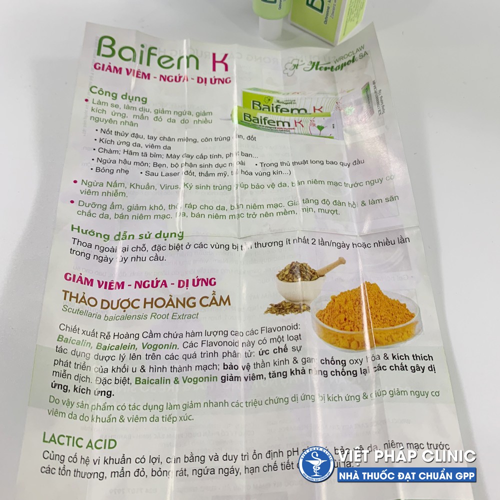 Baifem K 15g Gel Giảm Kích Ứng - Giảm Ngứa Da | BigBuy360 - bigbuy360.vn