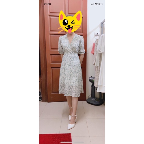 Váy hoa nhí đầm nữ xinh tay bo phù hợp thanh lịch đi làm đi chơi
