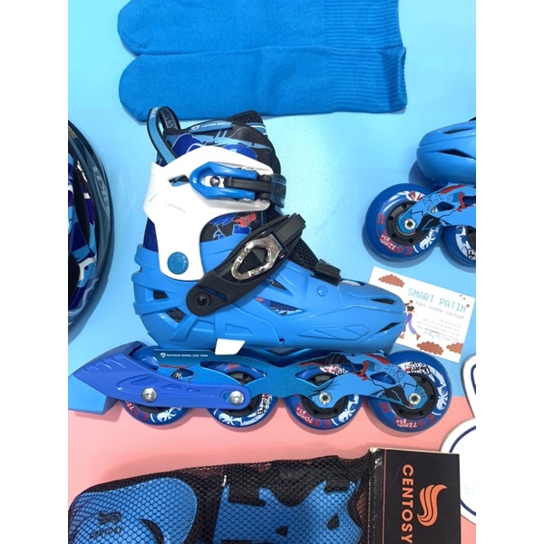 Full combo giày patin Flying Eagle s5s+ màu xanh cao cấp