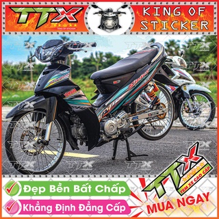 Tem Xe Sirius Đen Xám Xanh Mặt Trời Nhỏ - Tem Sirius 110 Xanh Xám Đen Siêu Đẹp - Mẫu Team Sirius Đen Xám Xanh (s018-A1)